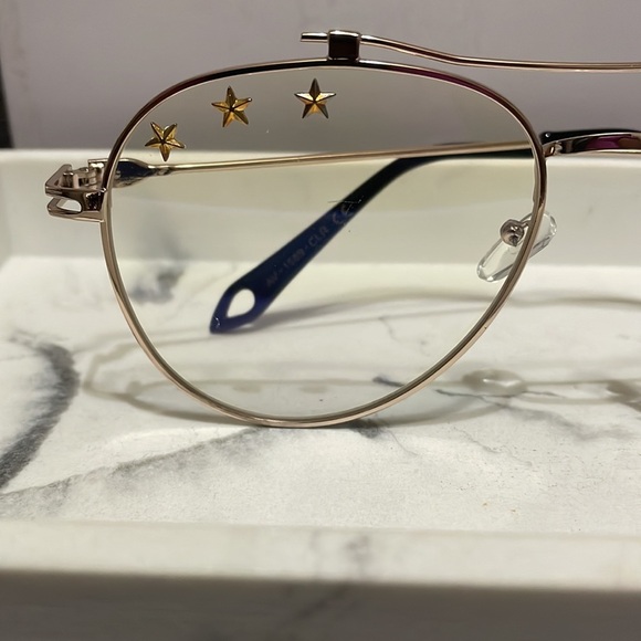 NEW ARRIVALS UNISEX GOLD STAR STUDDED CLEAR LENS AVIATORS GLASSES main image 8